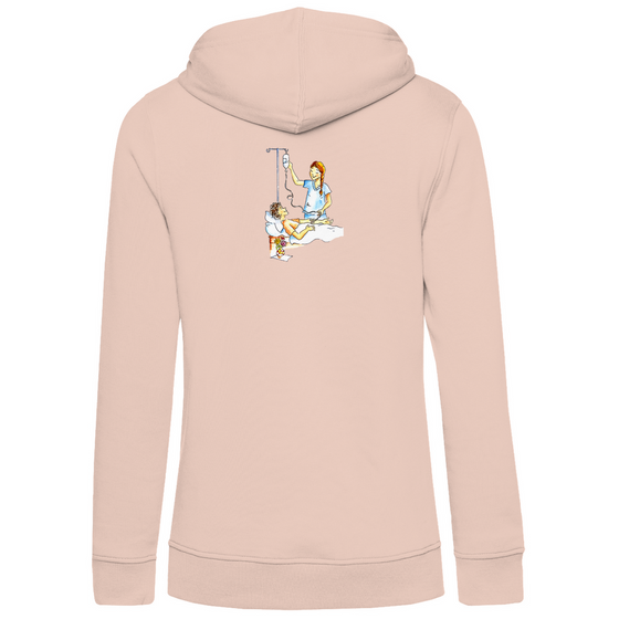 Damen Premium Bio Hoodie Ärztin / Krankenschwester mit Patient