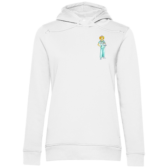 Damen Premium Bio Hoodie mit Krankenschwester /Ärtzin-Motiv