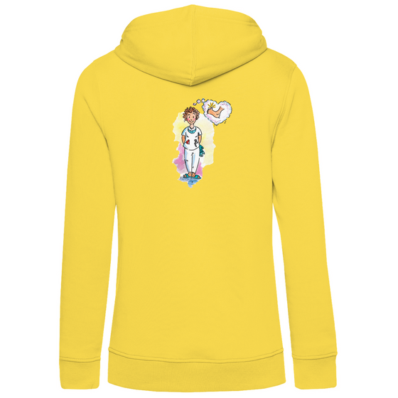 Damen Premium Bio Hoodie mit Herzchen-Motiv