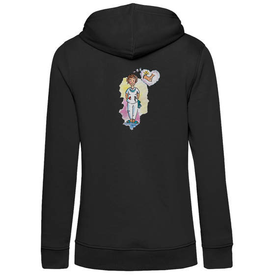 Damen Premium Bio Hoodie mit Herzchen-Motiv